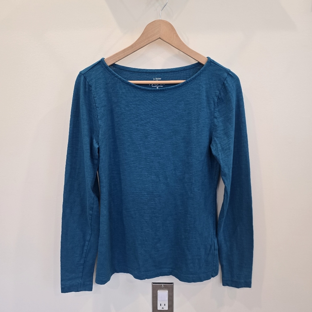 J. Crew Long Sleeve Artist Tee - Warm Mineral Tuquoise Size Medium - Picture 2 of 7